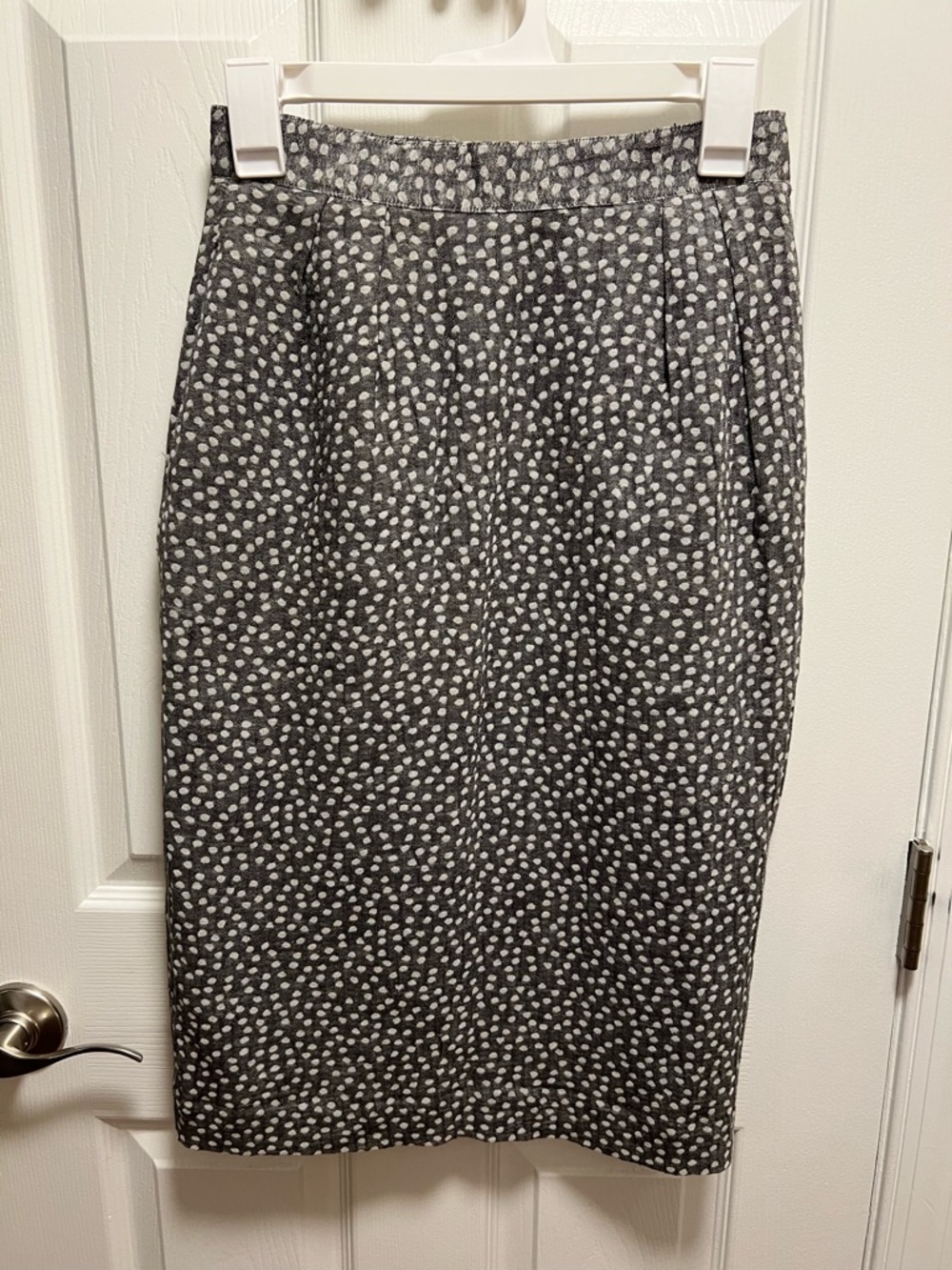 Gray Polka Dot Pencil Skirt - Modern Office Staple Linen,cotton
